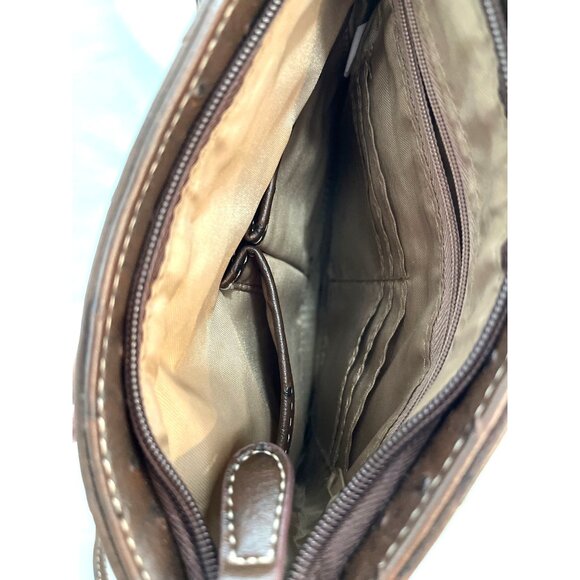 Brown Purse Crossbody Shoulder Bag Small Handbag Faux Ostrich Organizer Pockets - Picture 5 of 9